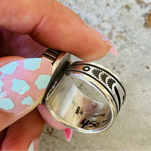 ♥️ Navajo ♥️ Aaron John Sterling Silver & Turquoise Ring - Picture 10 of 13